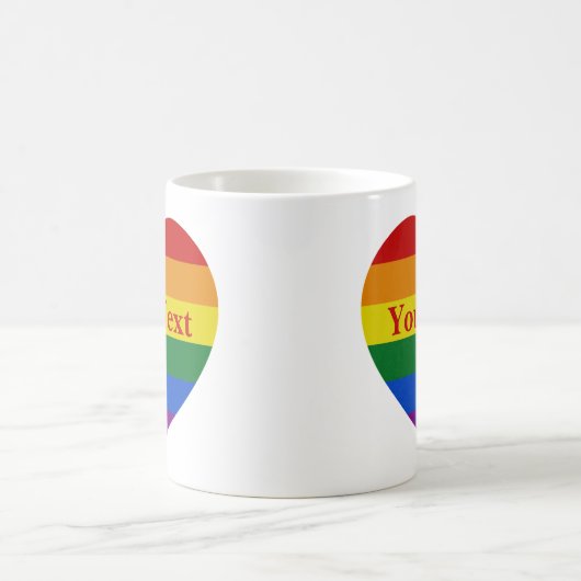 Benutzerdefinierter Text für das Rainbow-Herz Kaffeetasse (Mittel)