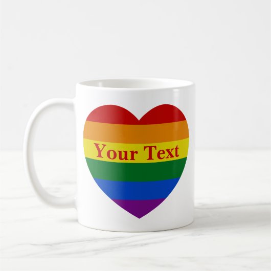 Benutzerdefinierter Text für das Rainbow-Herz Kaffeetasse (Links)