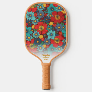 Benutzerdefinierter Text für das Retro-Boho-Chic-M Pickleball Schläger