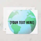 Benutzerdefinierter Text für den Erdglobe-Hintergr Postkarte (Vorne/Hinten)