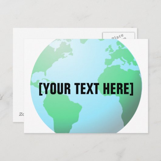 Benutzerdefinierter Text für den Erdglobe-Hintergr Postkarte (Vorne/Hinten)