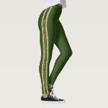 Benutzerdefinierter Text für den grünen und golden Leggings<br><div class="desc">Solid grüne personalisierte Leggings mit einem doppelten sportlichen Streifen in Gold Glitzer beide Beine hinunter, mit individuellem Text in der Mitte, der auf beiden Seiten unterschiedlich sein kann. Ideal, um Ihr Lieblingszitat, Vers, inspirierendes Mantra, Teamname oder Ihren eigenen Namen zu wiederholen! Das Legieren von Farben und Schriftart kann mit dem...</div>