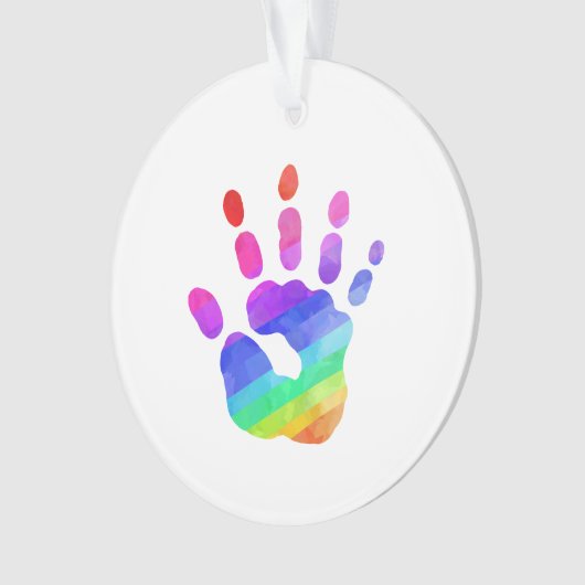Benutzerdefinierter Text für den Rainbow-Handprint Ornament (Vorderseite)