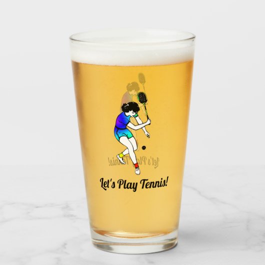 Benutzerdefinierter Text für den weiblichen Tennis Glas (Vorne (Gefüllt))