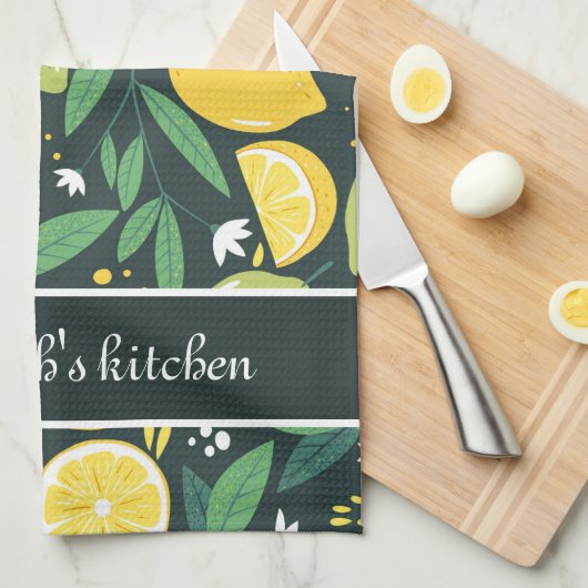 Benutzerdefinierter Text für die schwarzgelbe Zitr Geschirrtuch (Viertel Falte)