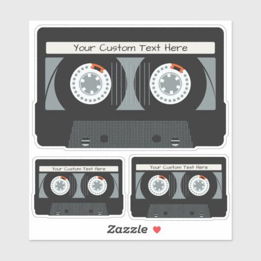 Benutzerdefinierter Text für ein Casette-Tape zurü Aufkleber (Blatt)