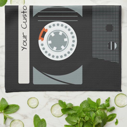 Benutzerdefinierter Text für ein Casette-Tape zurü Geschirrtuch (Gefaltet)