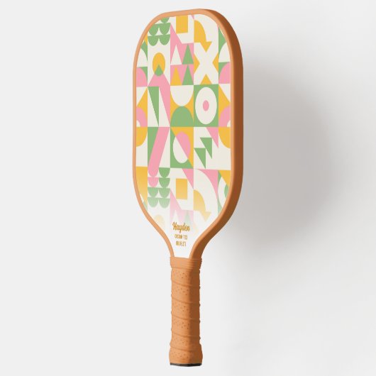 Benutzerdefinierter Text für ein geometrisches Ret Pickleball Schläger (Links)