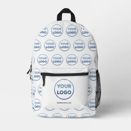 Benutzerdefinierter Text für Firmenlogos auf Weiß Bedruckter Rucksack (Vorderseite)