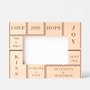 Benutzerdefinierter Text für Hochzeiten oder Jahre Geätzte Rahmen