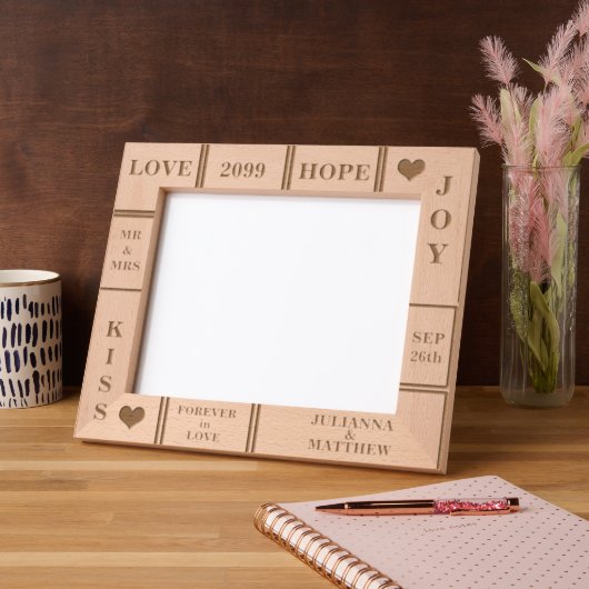 Benutzerdefinierter Text für Hochzeiten oder Jahre Geätzte Rahmen (Links)