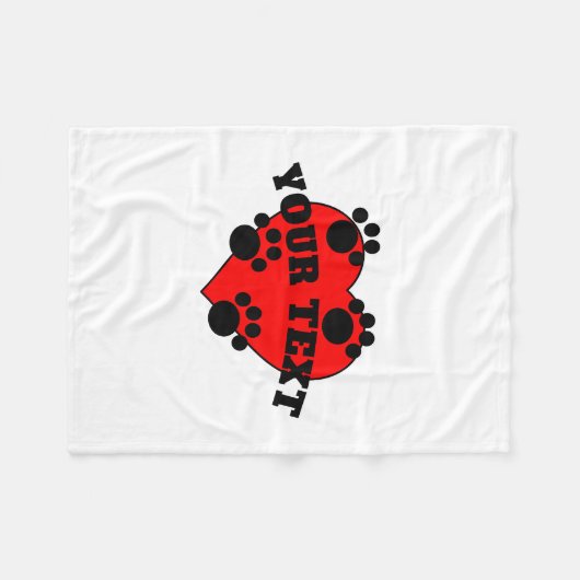 Benutzerdefinierter Text für Hundepaws und rote He Fleecedecke (Vorderseite (Horizontal))