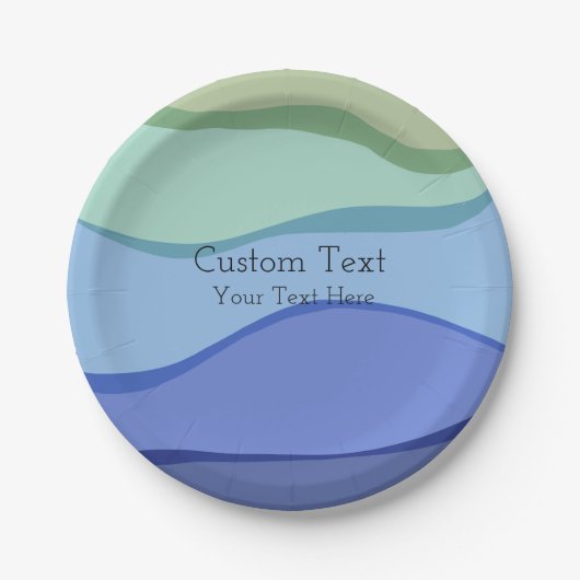 Benutzerdefinierter Text für Meereswellen Pappteller (Vorderseite)