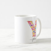 Benutzerdefinierter Text für Monogramm-Blume - Blu Kaffeetasse (VorderseiteRechts)