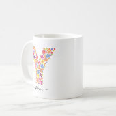 Benutzerdefinierter Text für Monogramm-Blume - Blu Kaffeetasse (Vorderseite Links)