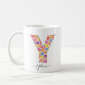 Benutzerdefinierter Text für Monogramm-Blume - Blu Kaffeetasse (Links)