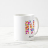 Benutzerdefinierter Text für Monogramm-Blume - Blu Kaffeetasse (VorderseiteRechts)