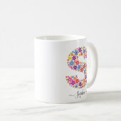Benutzerdefinierter Text für Monogramm-Blume - Blu Kaffeetasse (VorderseiteRechts)
