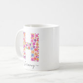 Benutzerdefinierter Text für Monogramm-Blume - Blu Kaffeetasse (Vorderseite Links)