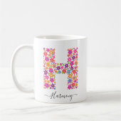 Benutzerdefinierter Text für Monogramm-Blume - Blu Kaffeetasse (Links)