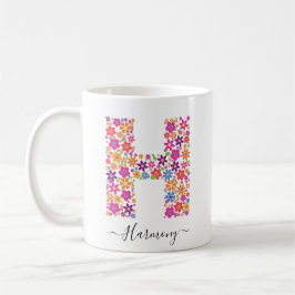 Benutzerdefinierter Text für Monogramm-Blume - Blu Kaffeetasse