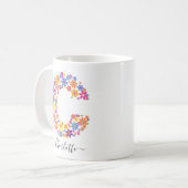 Benutzerdefinierter Text für Monogramm-Blume - Blu Kaffeetasse (Vorderseite Links)
