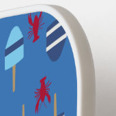 Benutzerdefinierter Text für nautisches rotes Humm Pickleball Schläger (Linke Seite)