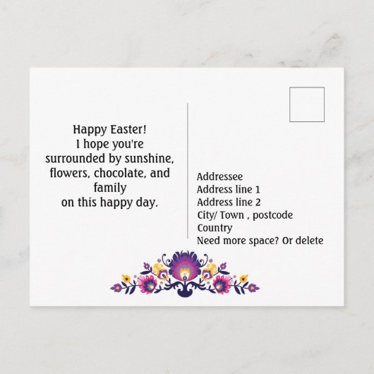 Benutzerdefinierter Text für Osterfolklore Postkarte (Rückseite)