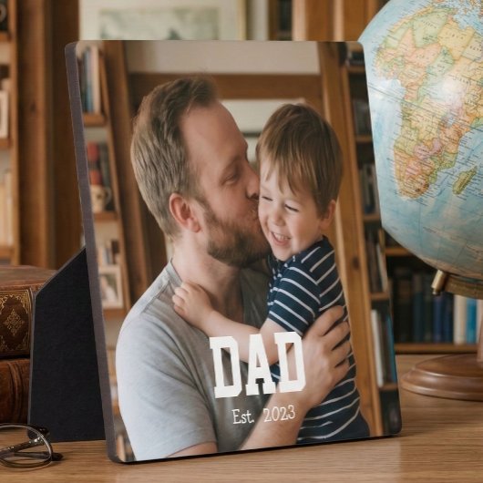 Benutzerdefinierter Text für Papa Established Mode Fotoplatte