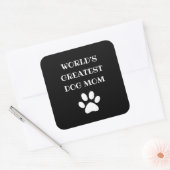 Benutzerdefinierter Text für personalisierte Hunde Quadratischer Aufkleber (Umschlag)