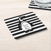 Benutzerdefinierter Text für Pinguine und Streifen Rechteckiger Pappuntersetzer (angewinkelt)