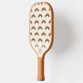 Benutzerdefinierter Text für Retro-Regenbogen-Clou Pickleball Schläger (Links)