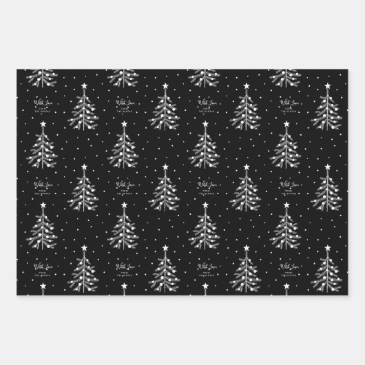 Benutzerdefinierter Text für weiße Weihnachtsbaumm Geschenkpapier Set (Vorderseite 3)