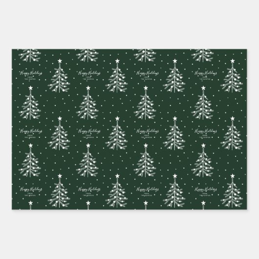 Benutzerdefinierter Text für weiße Weihnachtsbaumm Geschenkpapier Set (Vorderseite 2)