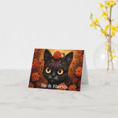 Benutzerdefinierter Text 💀 😺 Gato De Los Muertos Karte (Gelbe Blume)