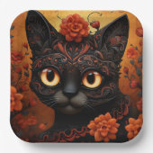 Benutzerdefinierter Text 💀 😺 Gato De Los Muertos Pappteller (Vorderseite)