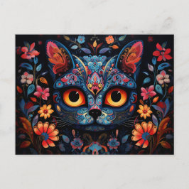 Benutzerdefinierter Text 💀 😺 Gato De Los Muertos Postkarte