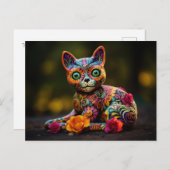 Benutzerdefinierter Text 💀 😺 Gato De Los Muertos Postkarte (Vorne/Hinten)