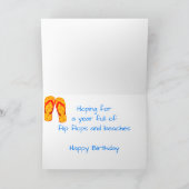 Benutzerdefinierter Text Geburtstag Flip Flops & B Karte (Innenseite)