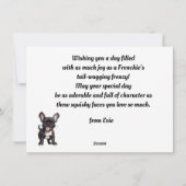 Benutzerdefinierter Text, Geburtstag Frenchie Welp Feiertagskarte (Rückseite)