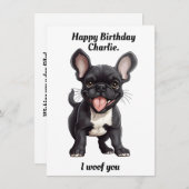 Benutzerdefinierter Text, Geburtstag Frenchie Welp Feiertagskarte (Vorne/Hinten)
