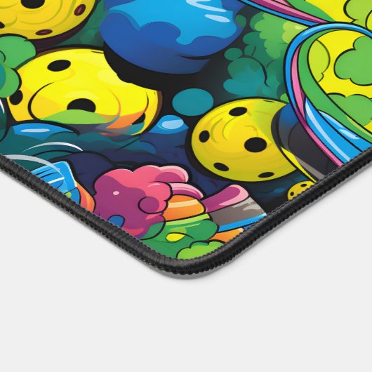 Benutzerdefinierter Text Gelb Psychedelische Pickl Schreibtischunterlage (Ecke)