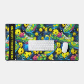 Benutzerdefinierter Text Gelb Psychedelische Pickl Schreibtischunterlage (Tastatur & Maus)