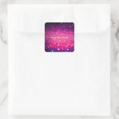 Benutzerdefinierter Text - Glitzer Bokeh - Rosa Quadratischer Aufkleber (Tasche)