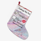 Benutzerdefinierter Text/Gold-Glitzer Naughty-Meta Großer Weihnachtsstrumpf (Vorderansicht (hängend))