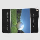 Benutzerdefinierter Text-Golf-Schwarz Golfhandtuch (Horizontal)