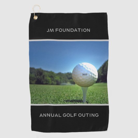 Benutzerdefinierter Text-Golf-Schwarz Golfhandtuch (Vorderseite)