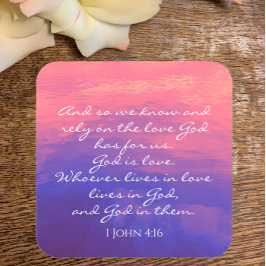 Benutzerdefinierter Text Gott ist Liebe Natur Foto Quadratischer Aufkleber