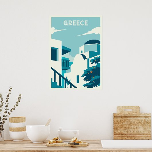 Benutzerdefinierter Text Griechenland Poster (Küche)