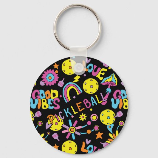 Benutzerdefinierter Text, Groovy, Retro 90er, schw Schlüsselanhänger (Vorderseite)